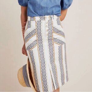Anthropologie Quincy Eyelet Pencil Skirt